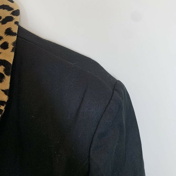 Vintage Pendleton Women 12 Black/Cheetah Virgin Wool Blazer Jacket Lagenlook - Picture 6 of 10